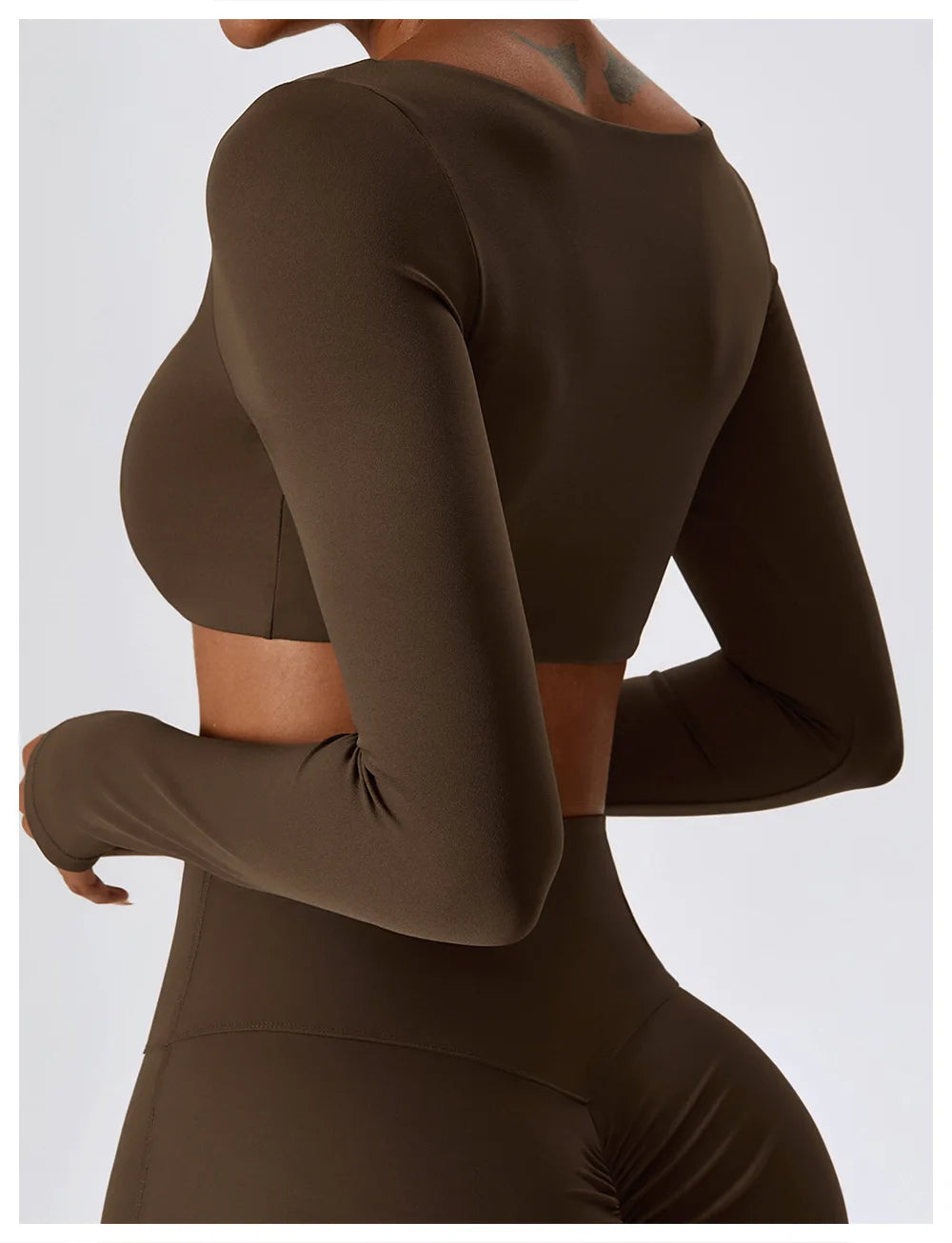 Long Sleeve Crop Top – Square Neck Activewear Top