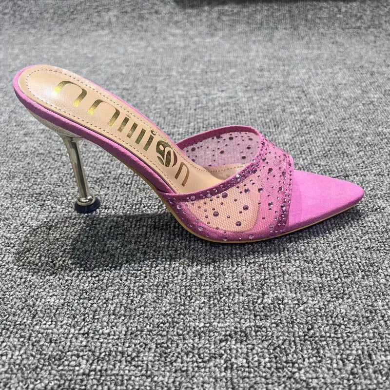 Mesh Rhinestone Stiletto Heels