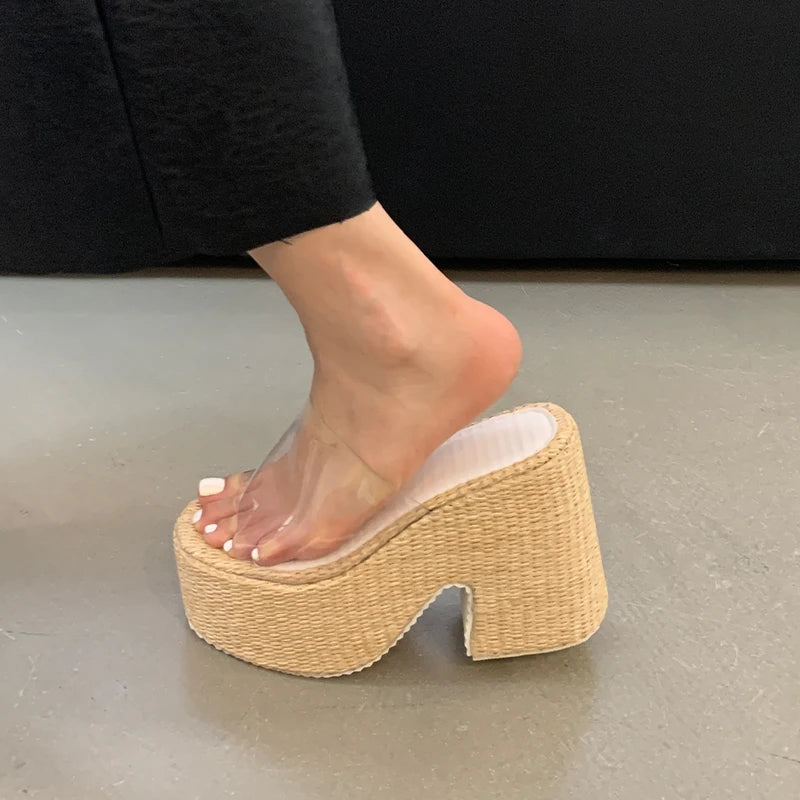 Woven Platform Slide Sandals