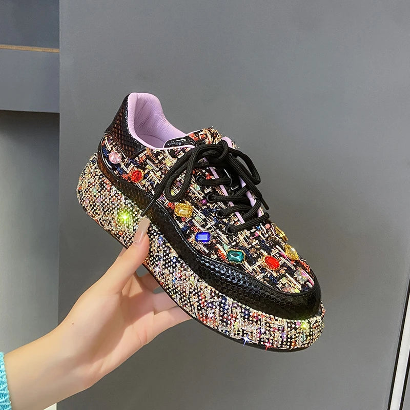 Crystal Embellished Platform Sneakers