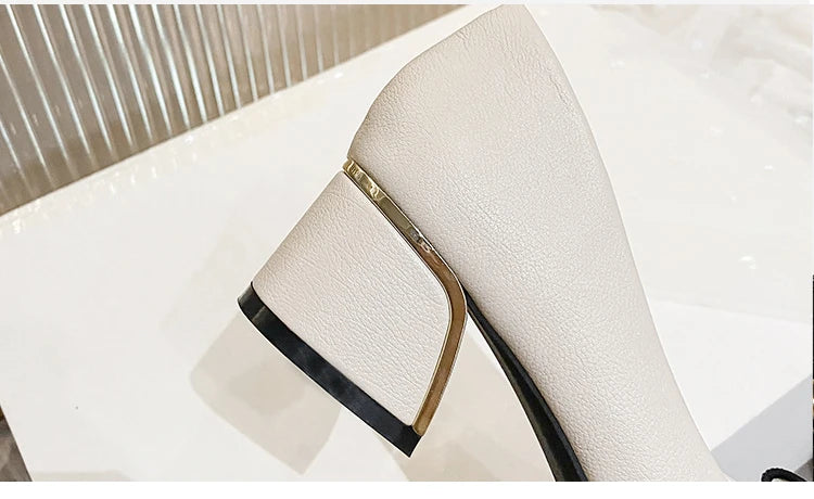 Bow Accent Block Heel Pumps