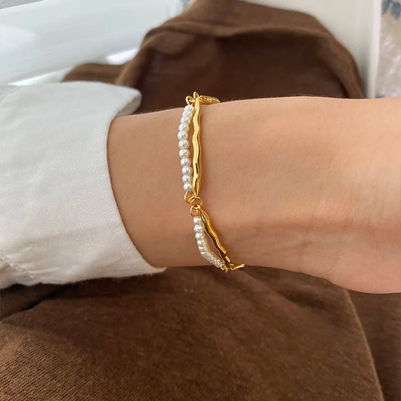 Pearl Molten Link Chain Bracelet