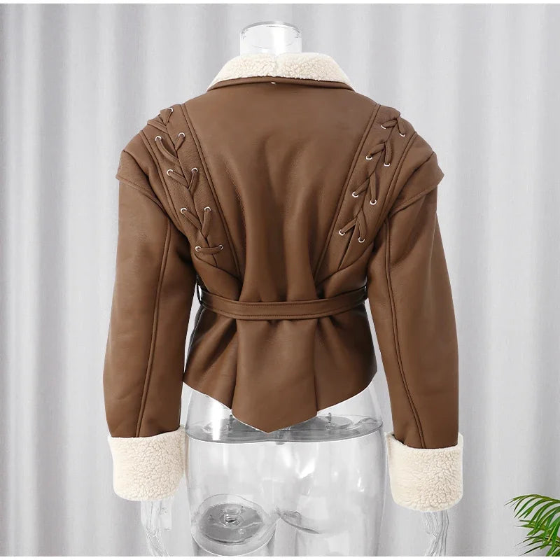 Belted Faux Shearling Jacket
