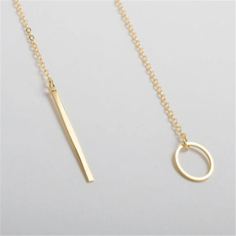 Minimal Circle Bar Lariat Necklace