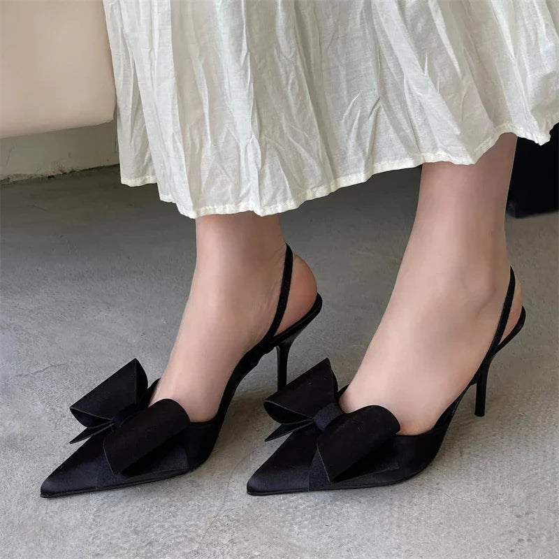 Bow Detail Slip-On Heels