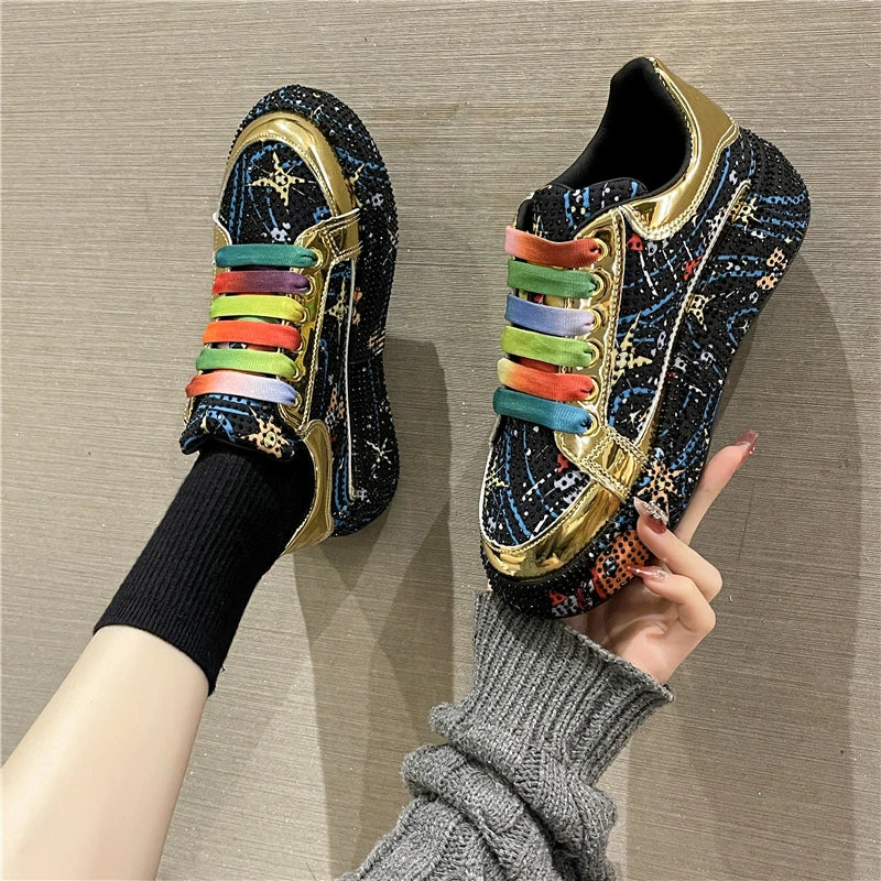 Rainbow Lace Metallic Sneakers