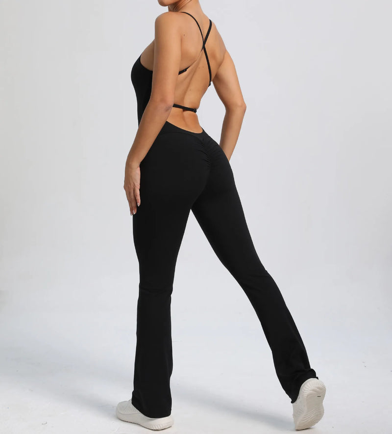 Navy Flared Workout Jumpsuit