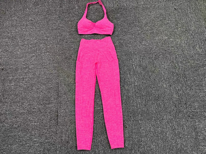 Halter Bra & Pocket Leggings Workout Set