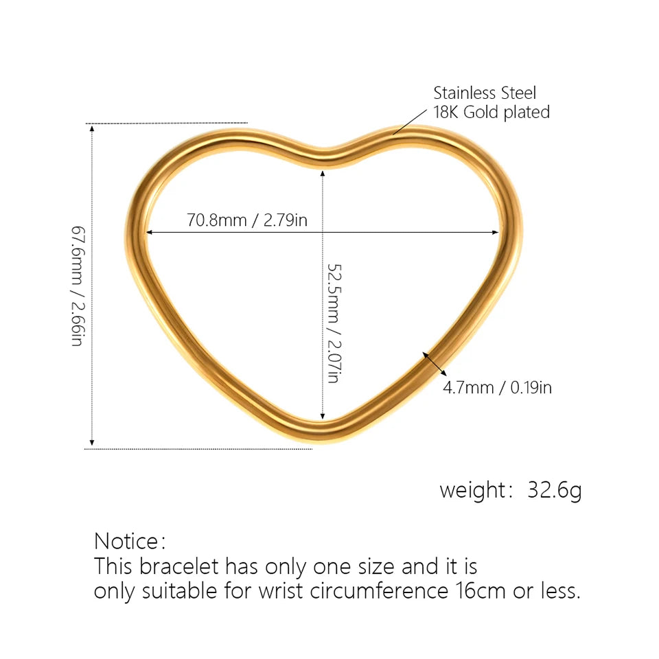Organic Open Heart Bangle Bracelet