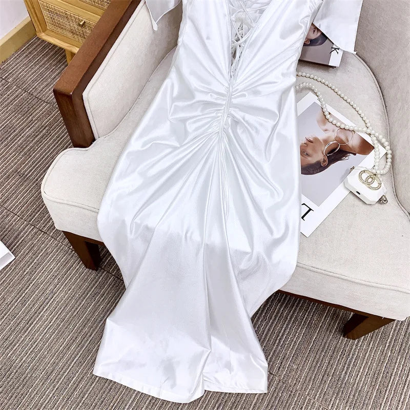 Seraphine Lace-Up Satin Gown