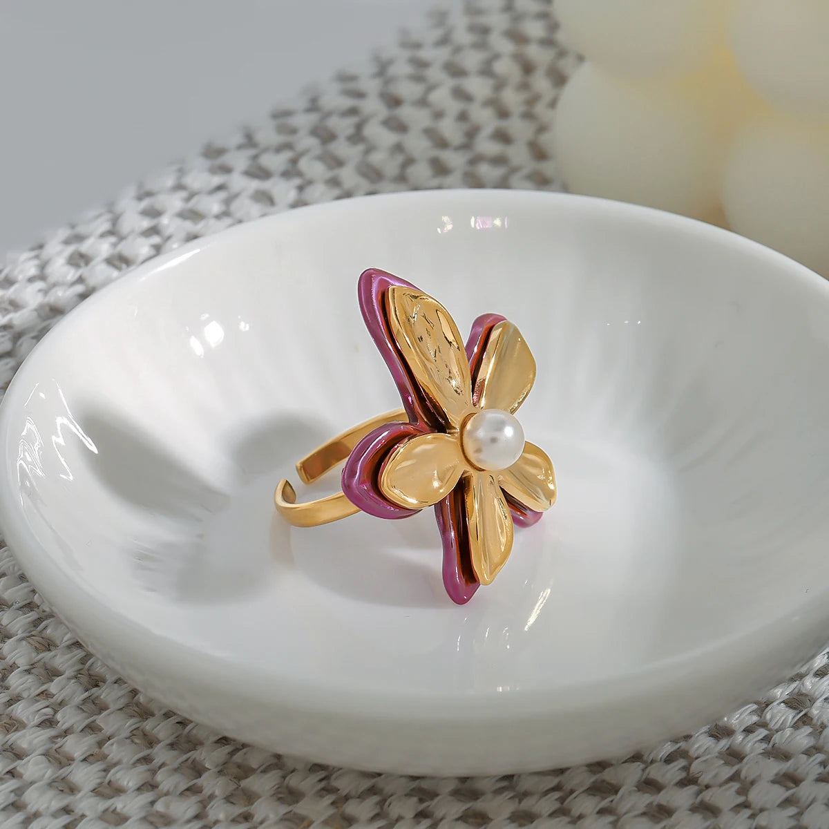 Pearl Petal Bloom Statement Ring
