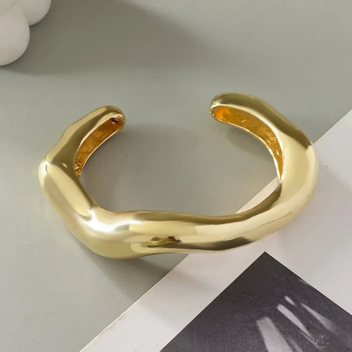 Bold Chunky Sculpted Cuff & Ring Set – Gold & Silver Finish