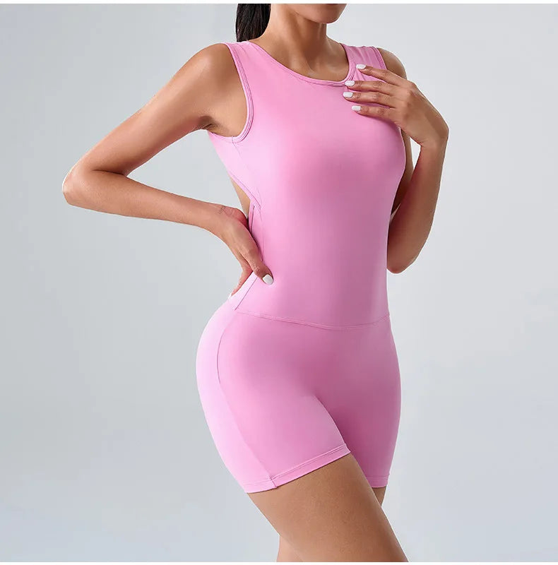 Open Back Biker Short Romper