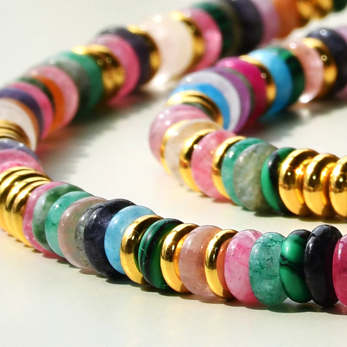Multicolor Beaded Bracelet with Gold Accents