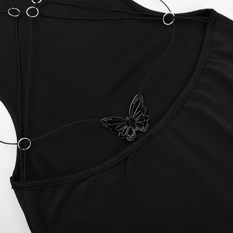 Midnight Allure Lace-Up Dress