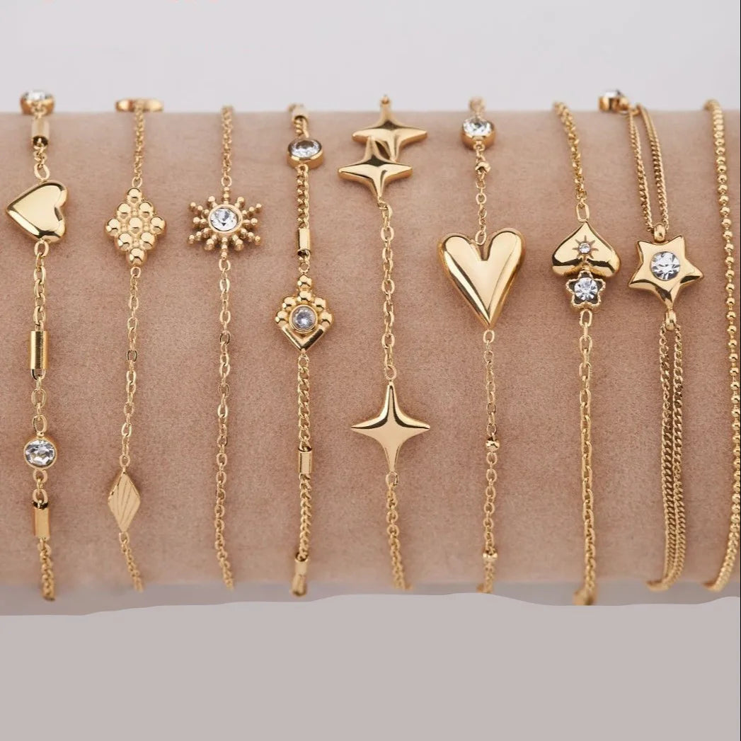Dainty Charm Chain Bracelet Set