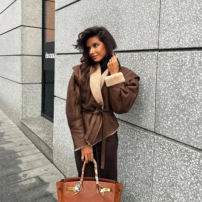 Belted Faux Shearling Jacket