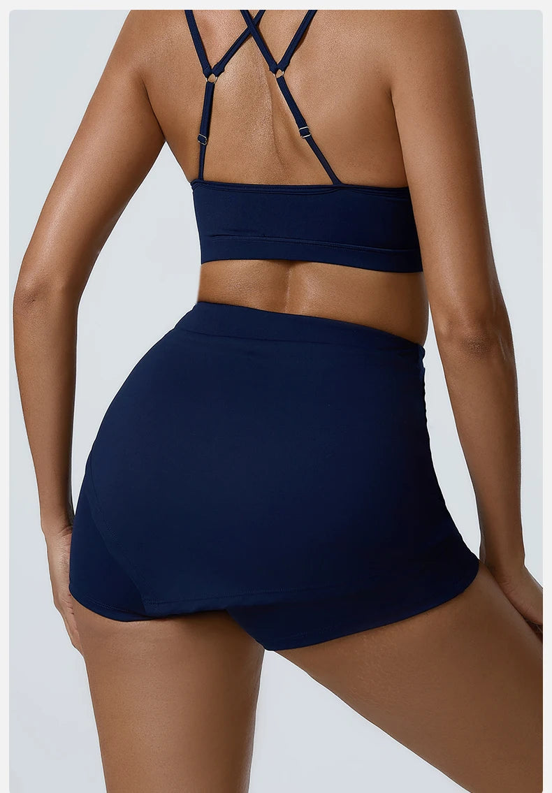 Ruched High-Waisted Athletic Skirt