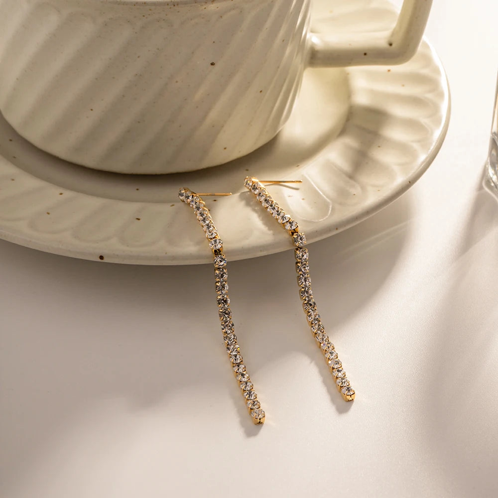 Crystal Bar Drop Earrings