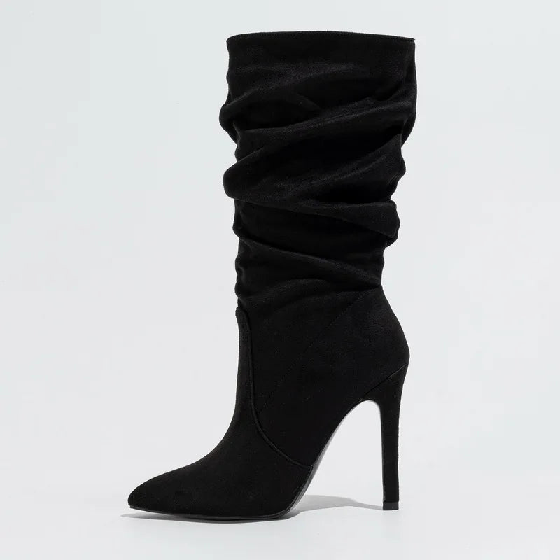 Suede Slouchy Stiletto Boots