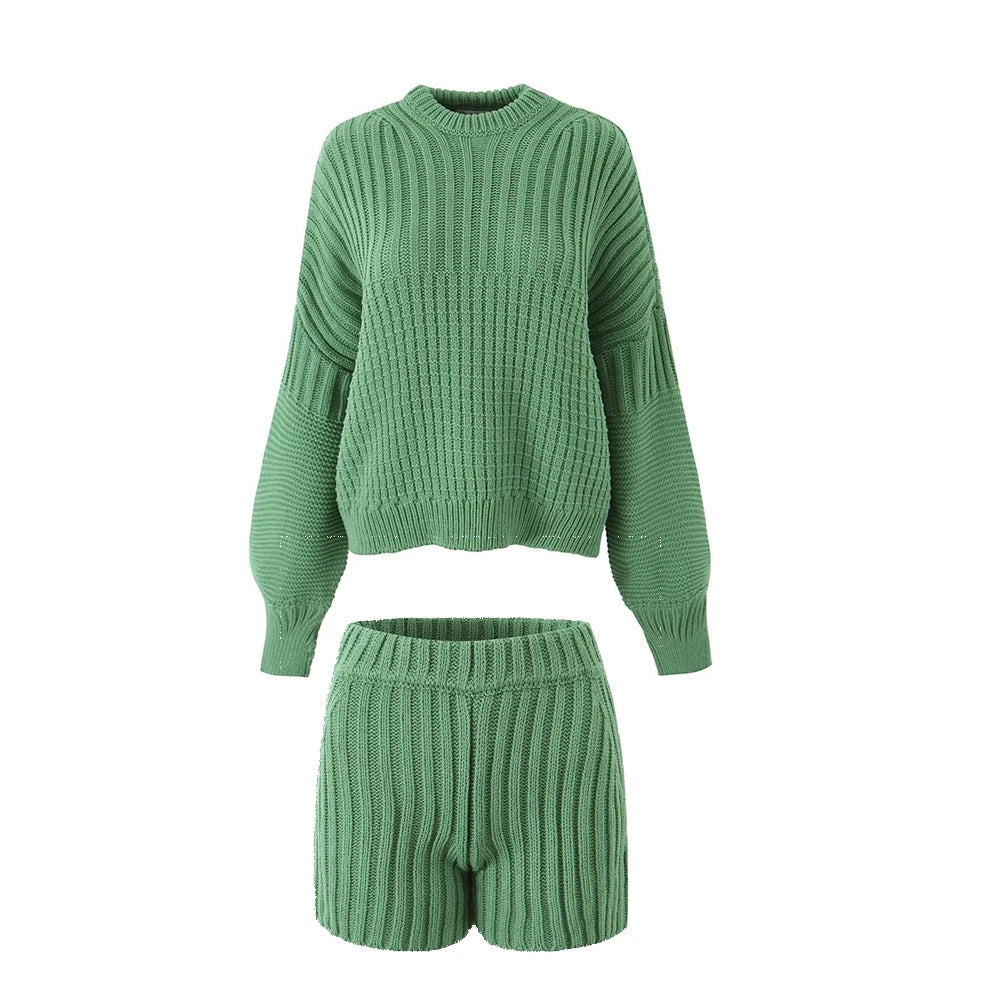 Cozy Knit Sweater & Shorts Set