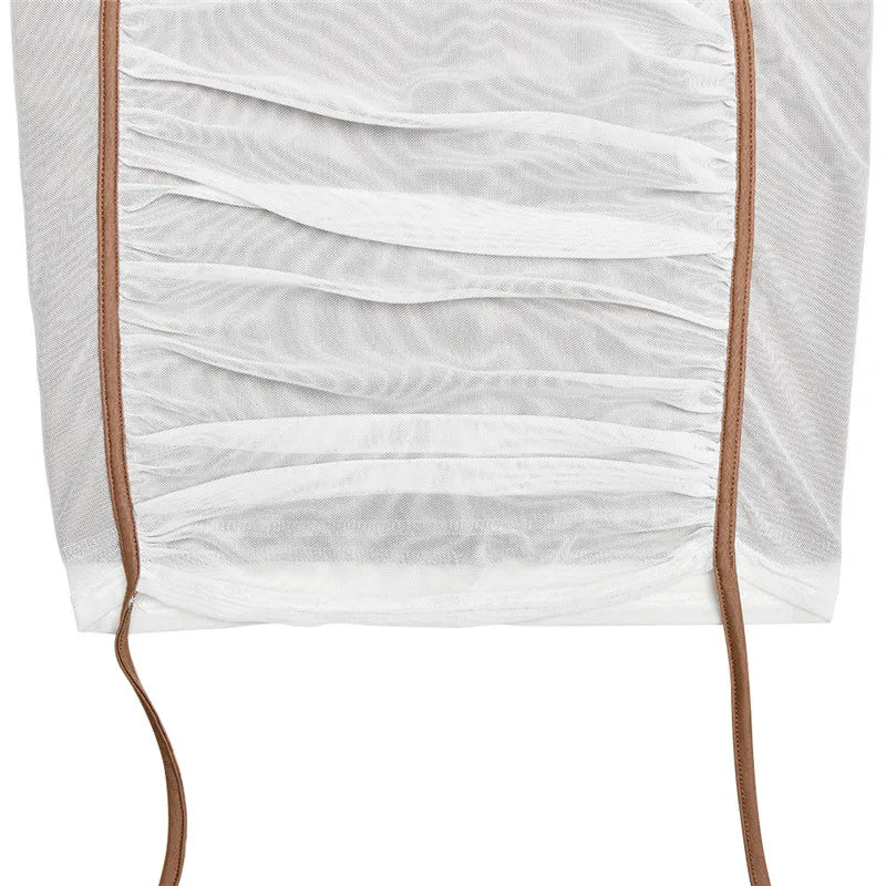 One-Shoulder Contour Mesh Dress
