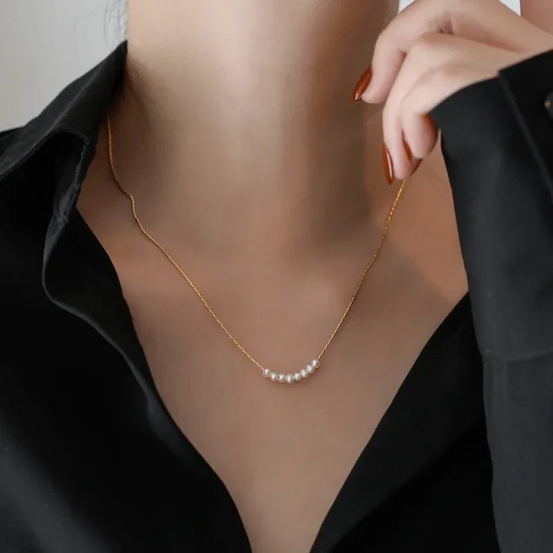 Dainty Pearl Bar Necklace