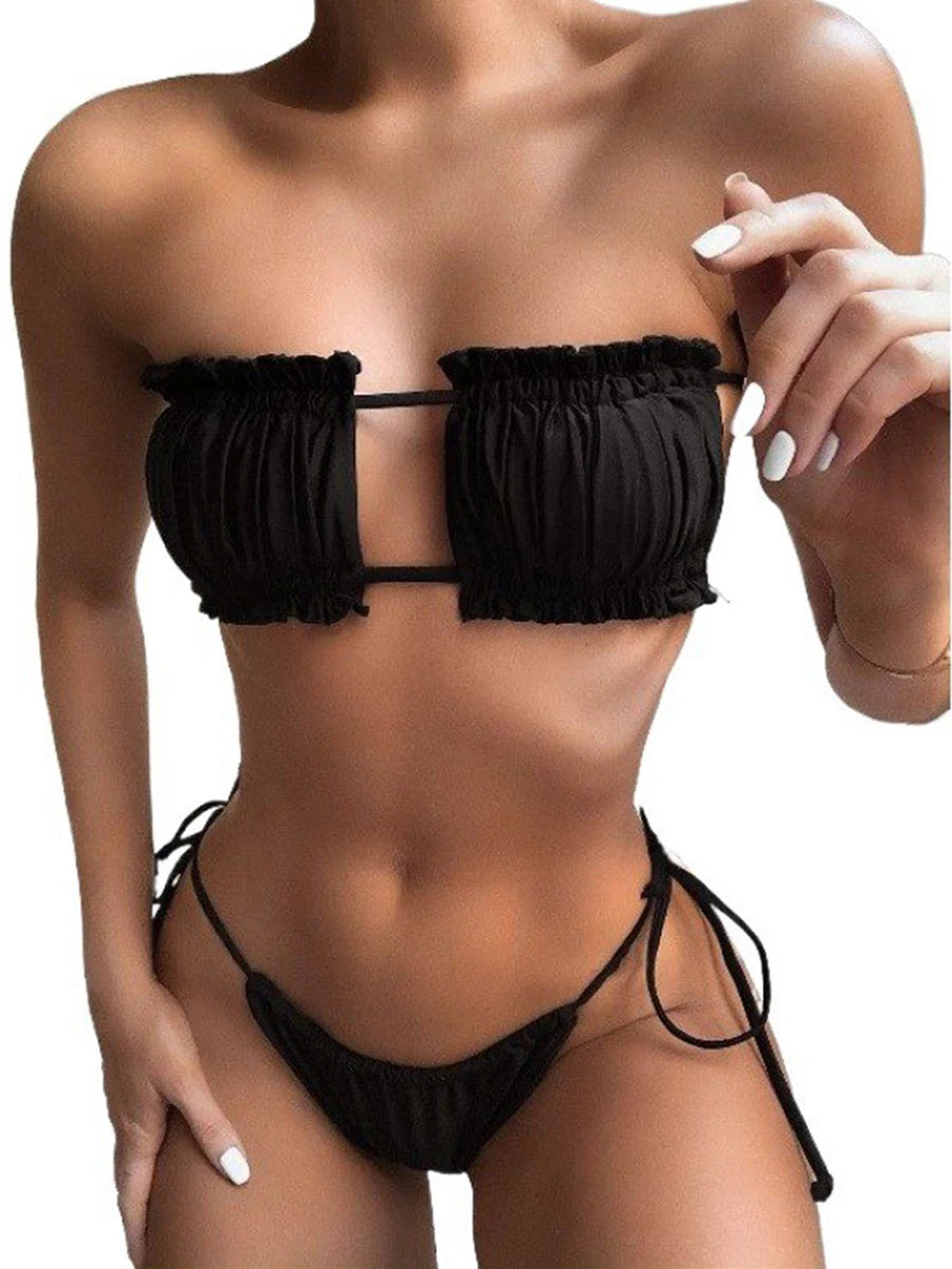Snakeskin Bandeau Bikini Set