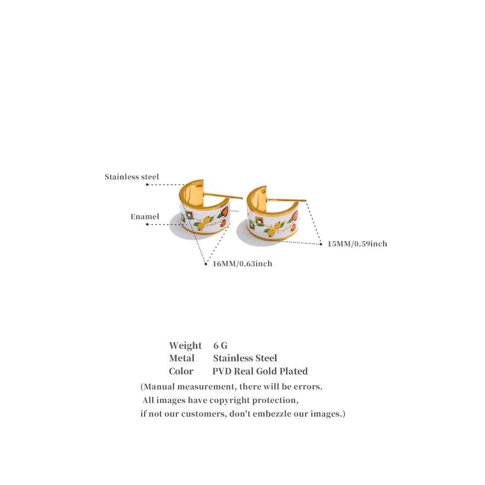 Citrus Garden Enamel Hoop Earrings