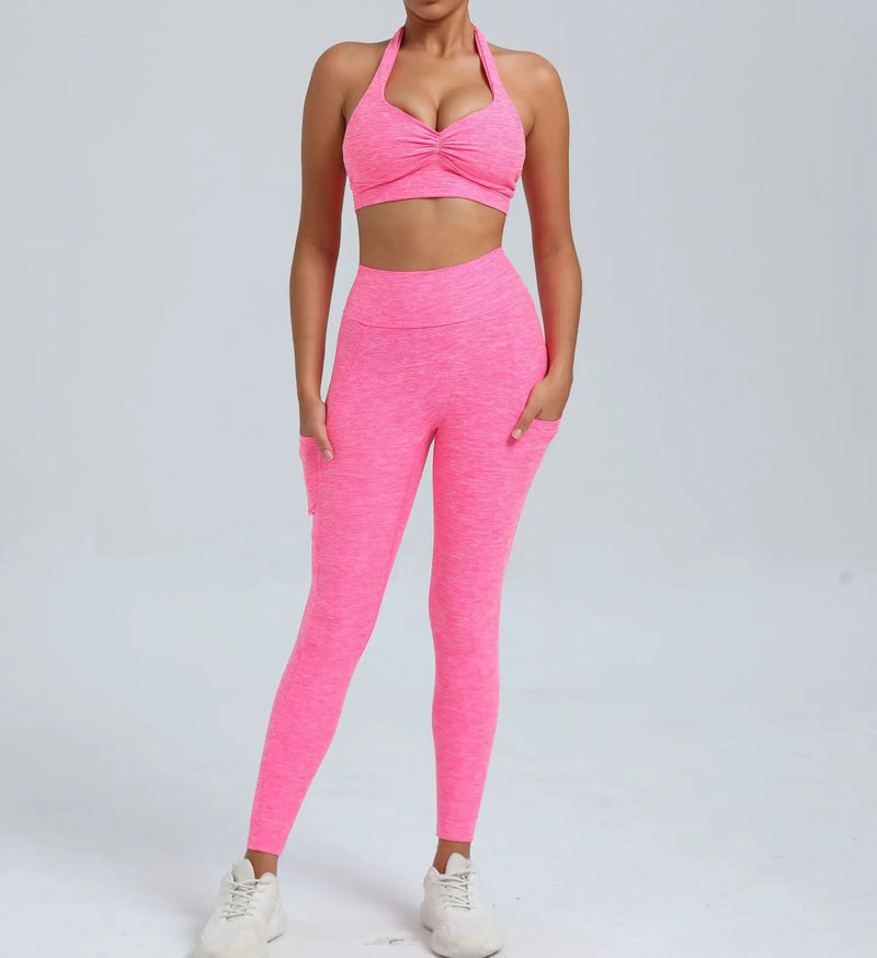 Halter Bra & Pocket Leggings Workout Set