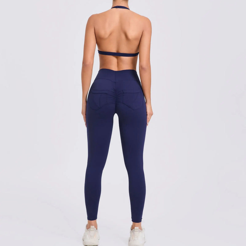 Twist-Front Halter Leggings Set