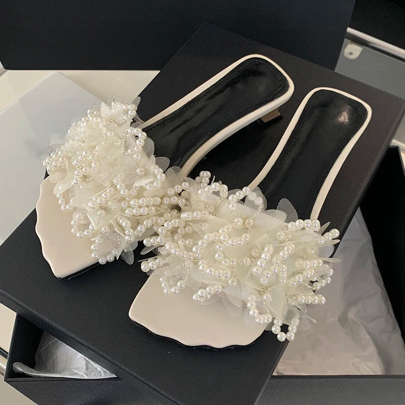 Pearl Bloom Heeled Sandals