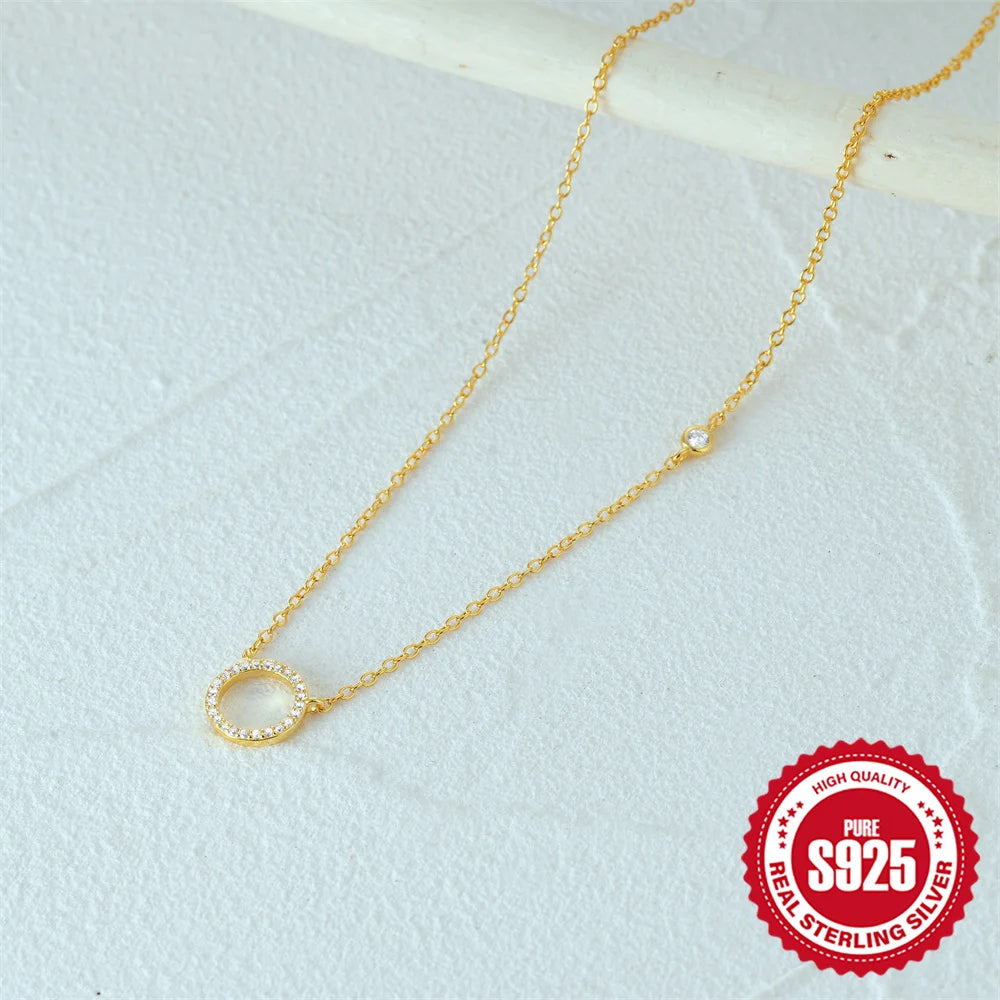 Dainty Circle Pavé Pendant Necklace