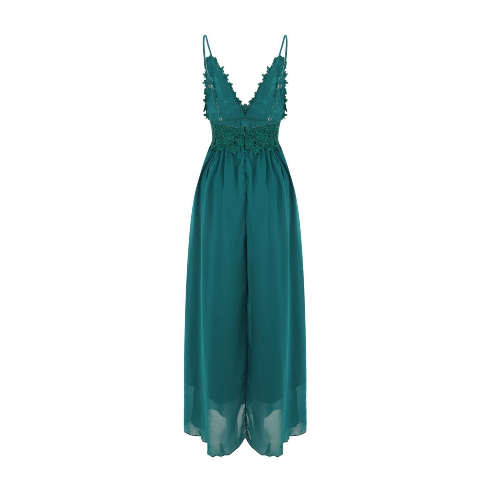 Lace Bodice Spaghetti Strap Maxi Dress