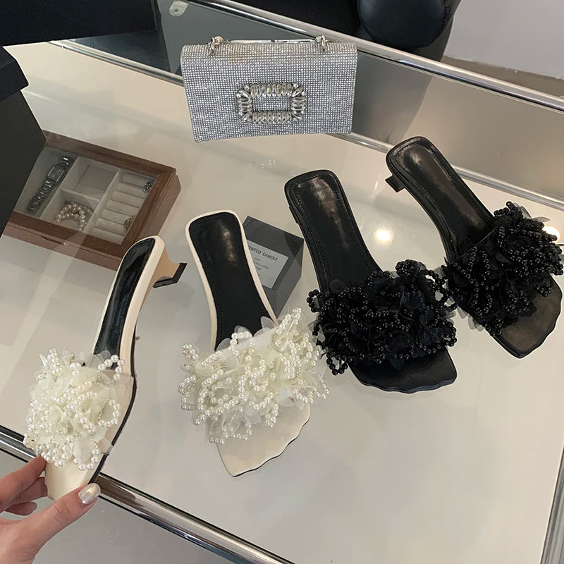 Pearl Bloom Heeled Sandals