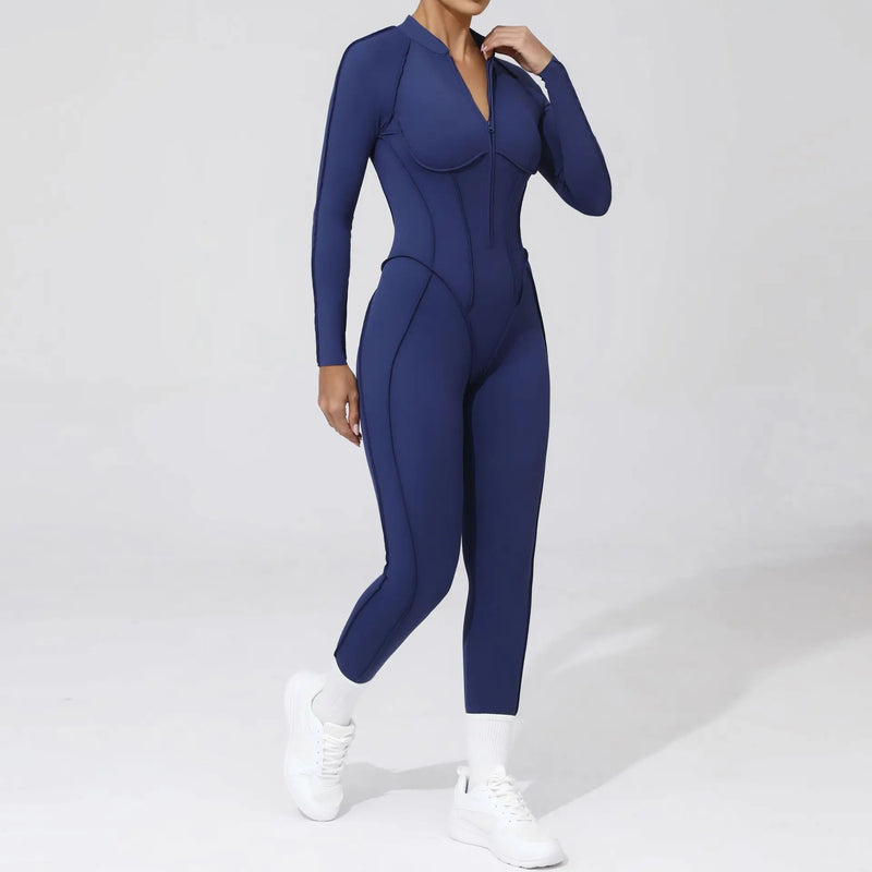 Long Sleeve Zip Front Jumpsuit