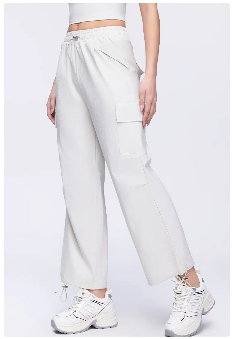 High-Waisted Drawstring Cargo Pants