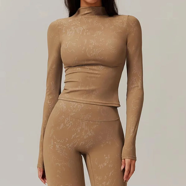 Long Sleeve Seamless Mock Neck Crop Top