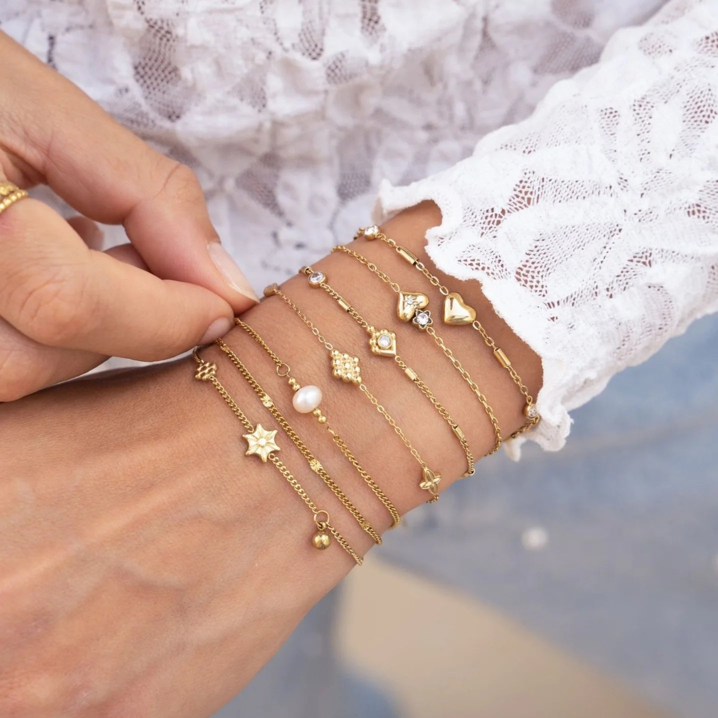 Dainty Charm Chain Bracelet Set