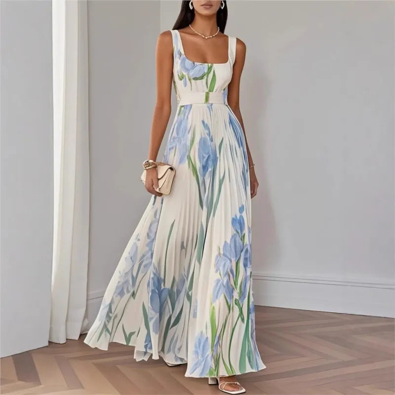 Floral Pleated Maxi Dress