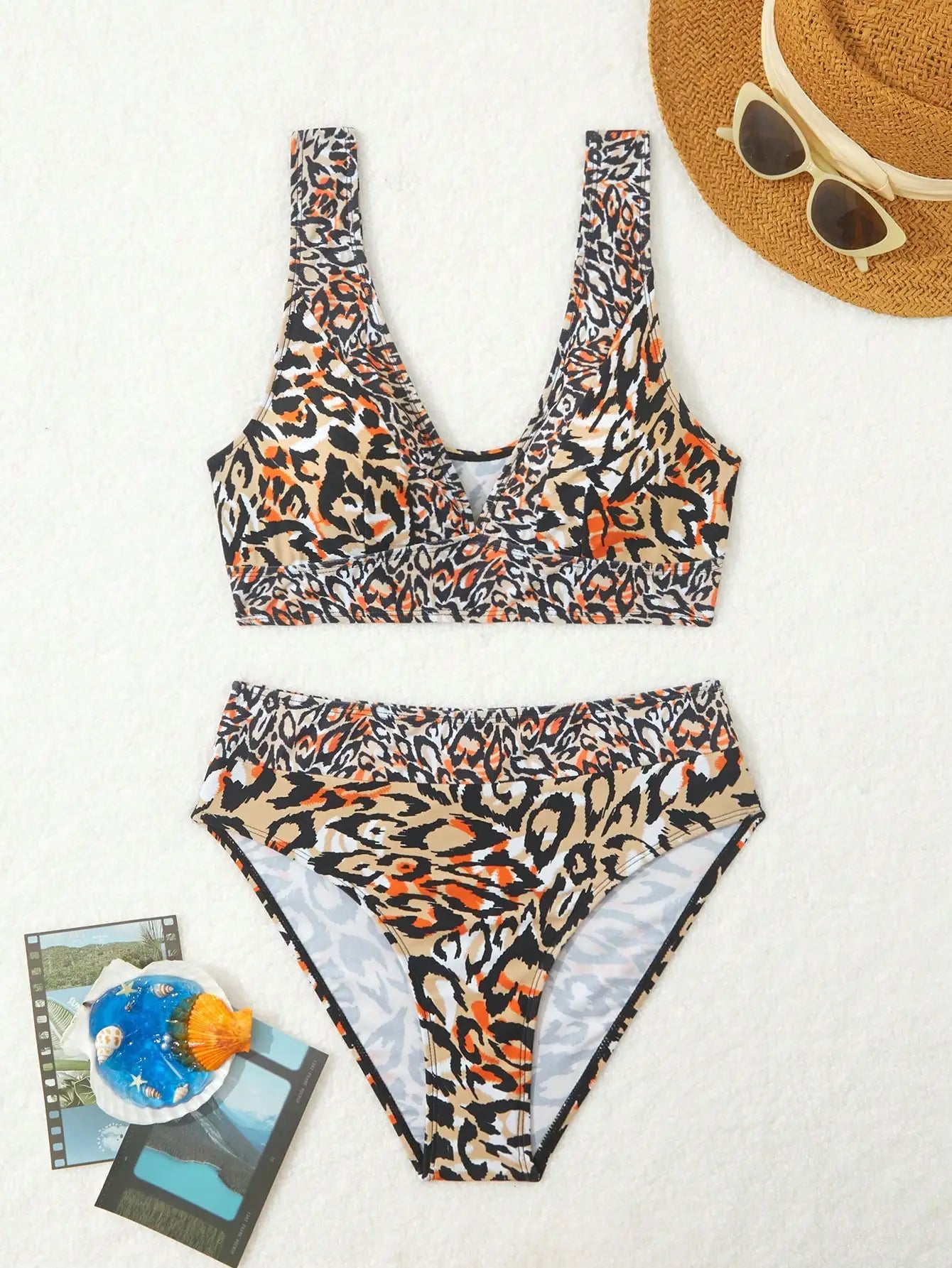 Leopard Print High-Waist Bikini Set