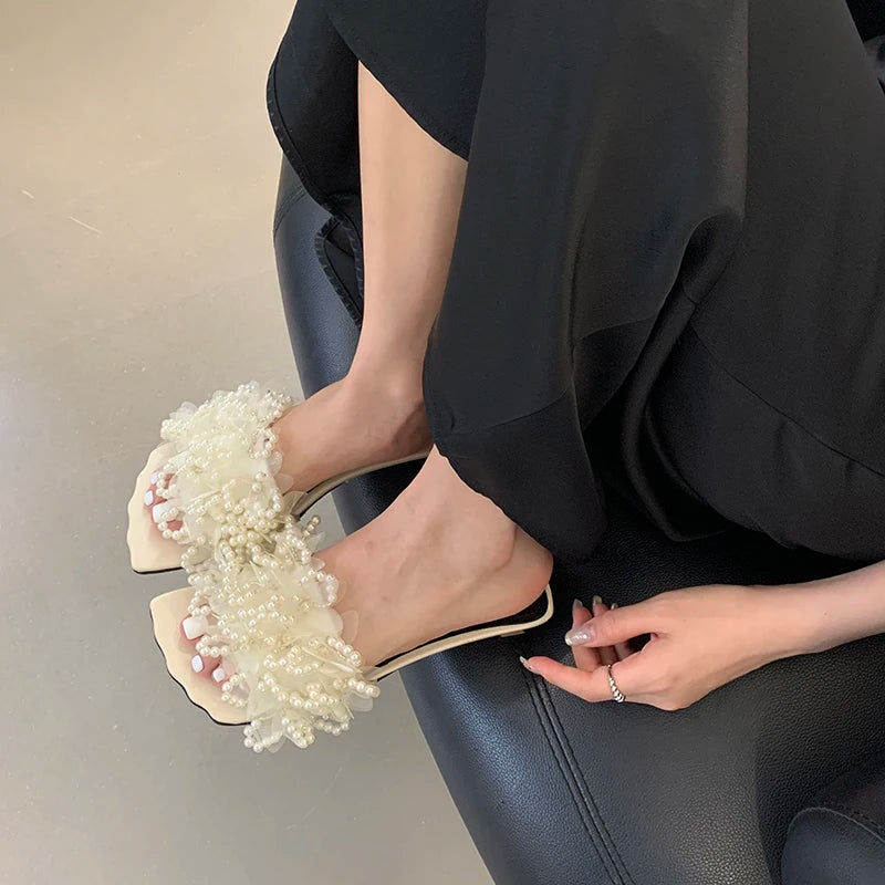 Pearl Bloom Heeled Sandals