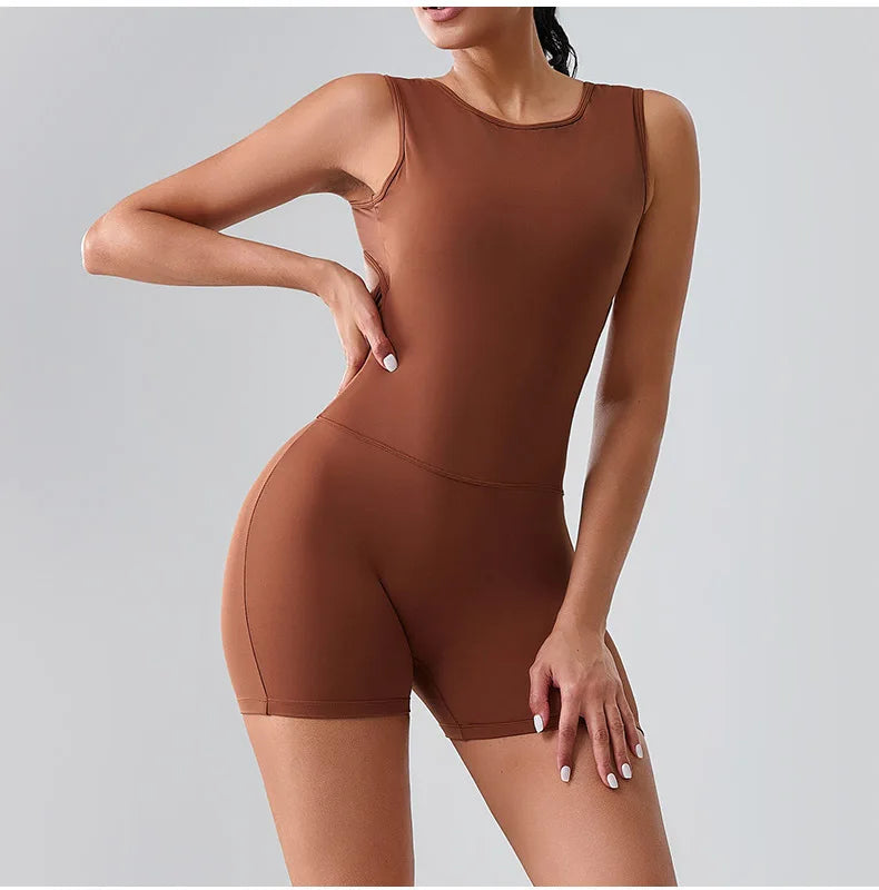 Open Back Biker Short Romper