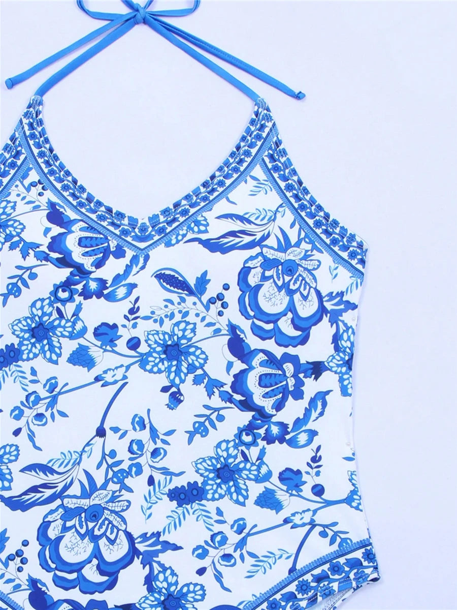 Boho Floral One-Piece Swimsuit