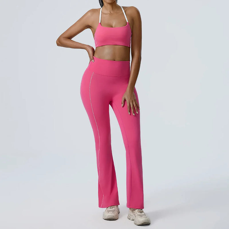 Piped Flared Leggings Workout Set