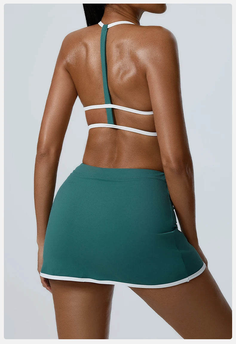 Split-Front Athletic Skirt Set