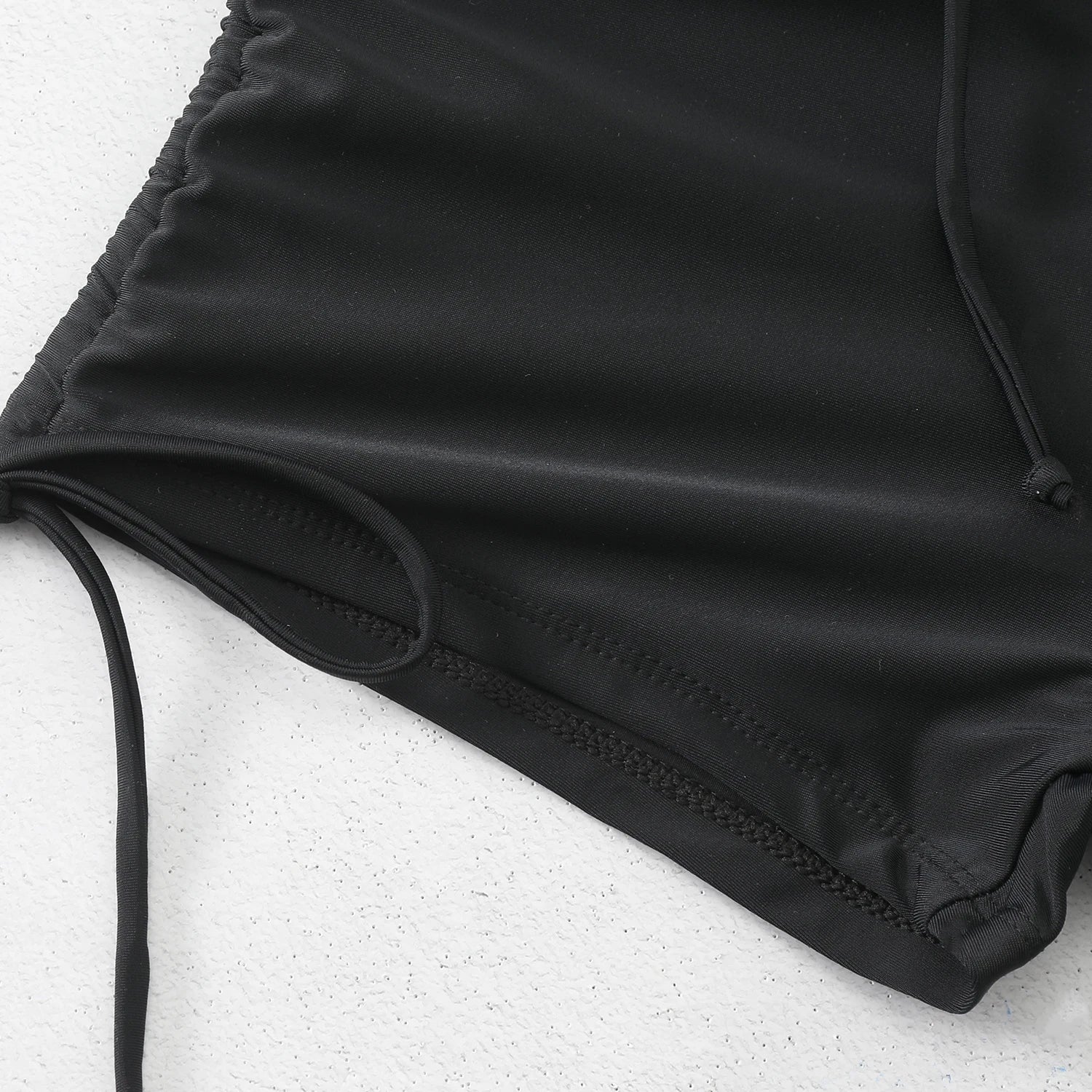 Ruched Tie-Front Bikini Set with High-Waist Bottoms