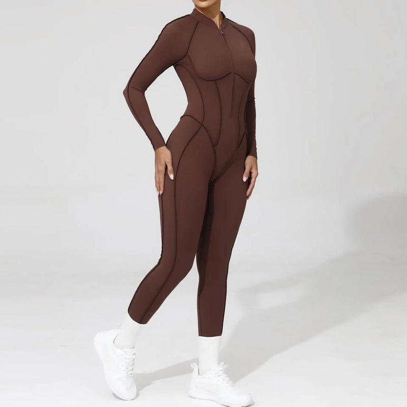 Long Sleeve Zip Front Jumpsuit