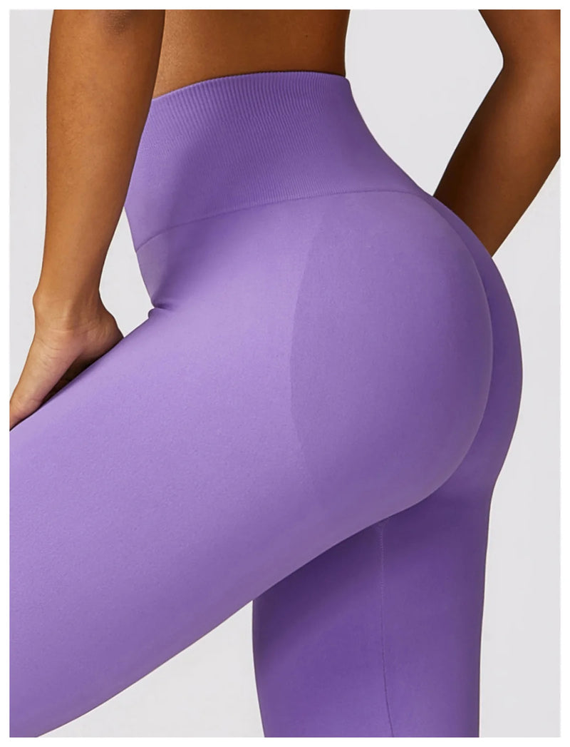 Ribbed Waist Flared Leggings