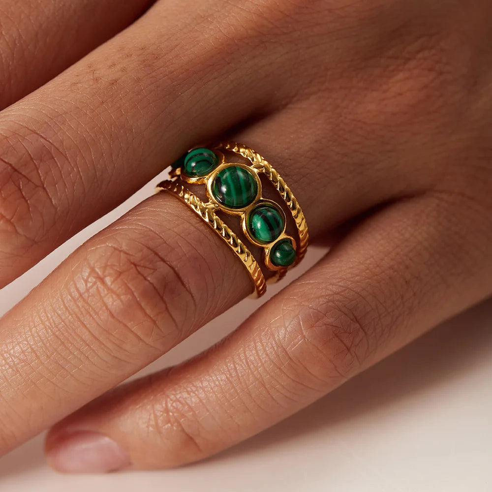 Boho Gemstone Statement Ring Set